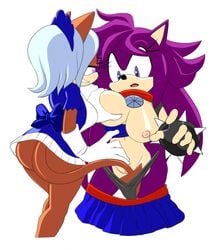 2016 anthro areola big_breasts breasts duo erect_nipples fan_character female mobian_(species) nipples pussy ravnic sonic_(series) yuri