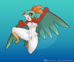 abs animal_humanoid anthro anus avian avian_humanoid bird breasts dex_appeal european_mythology feathered_wings feathers feet female furry generation_6_pokemon genitals greek_mythology harpy hawlucha hi_res humanoid mask monster_girl_(genre) multicolored_body muscular muscular_female mythological_avian mythological_creature mythology nintendo nipples no_humans nude open_mouth pokemon pokemon_(species) pokemorph pussy solo spread_legs spreading talons toes wearing_mask white_body wings yellow_eyes