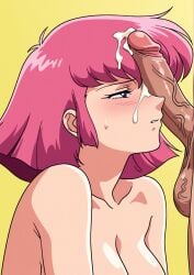 ai_generated cum_on_face cum_on_hair female gundam haman_karn male penis penis_on_face retro_ai_ecchi_dude