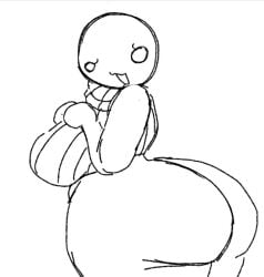 0w0 ass ass_bigger_than_head bald bald_female big_breasts big_breasts female female_focus female_only huge_ass huge_butt looking_at_viewer no_artist_signature no_watermark owo side_view turtleneck unknown_artist unknown_female