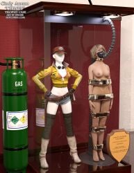 1girls 3d blonde_hair bondage cindy_aurum female female_only final_fantasy_xv full_body mannequin nude nude_female solo thejpeger trophy_case