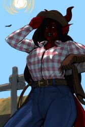 anonarts clothed corruption_of_champions corruption_of_champions_2 corruption_of_champions_ii demon demon_futa futanari kasyrra looking_at_viewer red_body