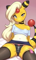 ai_assisted ai_generated ampharos amphy_the_ampharos bulge furry furry_futa furry_futanari furry_only futa_only futanari hermaphrodite intersex partially_clothed pokemon vibrator_under_clothes vibrator_under_panties