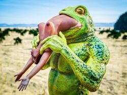 3d_(artwork) 4:3 amphibian anthro anthro_pred breasts danielalorne digital_media_(artwork) duo female female_prey frog hi_res human human_prey male male/female male_pred mammal nipples oral_vore vore what