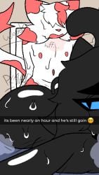 9:16 anal anal_sex animal_humanoid anthro ass bed bedroom_sex big_butt black_body black_fur black_hair blue_eyes bodily_fluids caption cat_humanoid collar collar_only digital_media_(artwork) domestic_cat duo dwight_(tspithereal) eyebrows eyelashes felid felid_humanoid feline feline_humanoid felis femboy femboy_penetrated from_behind_position fur furniture glistening glistening_body glistening_butt hair hi_res huge_butt humanoid jake_(tspithereal) lying male male/male male_penetrated male_penetrating male_penetrating_male mammal mammal_humanoid markings motion_lines multicolored_body multicolored_fur multicolored_hair navel nipples nude nude_male on_bed on_front open_mouth penetration penile penile_penetration selfie selfie_during_intercourse sex snapchat spots spotted_body spotted_fur steam steamy_breath sweat sweatdrop sweaty_body sweaty_butt sweaty_face tail text thick_thighs tspithereal white_body white_fur wide_hips