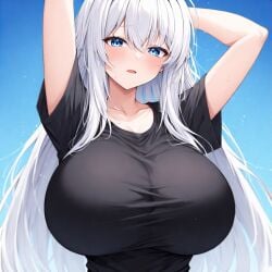 ai_generated big_breasts blue_eyes cleavage gigantic_breasts huge_breasts perchance_ai tagme white_hair