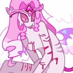 angel angel_wings blood_drip blood_stain bonespicule cookie_run cookie_run_kingdom cuts cuts_on_arms cuts_on_chest cuts_on_thighs demon_tail erect_nipples eternal_sugar_cookie eyelashes female female_focus female_only pink_body pink_eyes pink_hair pink_nipples pink_skin self_harm self_harm_scars self_upload vent