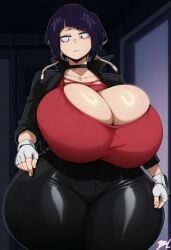 , ai_generated breasts_bigger_than_head cleavage kyoka_jiro long_ears massive_thighs my_hero_academia wide_hips