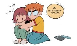funny hugging kim_pine not_porn pencilman_draws scott_pilgrim scott_w_pilgrim tagme traumatized wholesome
