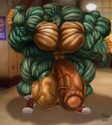 alatan balls becoming_erect big_balls big_muscles big_penis dinosaur dinosaurs_(series) dragon genitals growth hi_res huge_muscles humanoid hyper hyper_muscles male male/male morbidly_obese muscle_growth muscle_size_difference muscle_worship muscular mythological_creature mythological_scalie mythology penis prehistoric_species reptile robbie_sinclair scalie solo thick_thighs