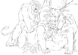 anal balls beast_(disney) beauty_and_the_beast cum disney erection feline furryrevolution gay group group_sex incest lion male male_only male_pregnancy mammal monochrome mufasa oral penis pregnant sex simba the_lion_king threesome yaoi