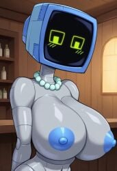 1female 1girl 1girls 1robot ai_generated arms_behind_back blue_areola blue_nipples blush blush_lines blushing_at_viewer breasts civitai colored_skin coloredbin.ai coloredbin_ai female female_focus female_only female_robot front_view front_view_focus green_eyes grey_body grey_skin hands_behind_back huge_boobs huge_breasts indoor_nudity indoors inside jewelry karen_plankton large_boobs large_breasts large_tits looking_at_viewer mouthless nickelodeon pearl_necklace presenting presenting_boobs presenting_breasts presenting_tits restaurant robot robot_female robot_girl robot_humanoid shiny_breasts shiny_skin side_view slim_female slim_figure slim_waist solo solo_female solo_focus solo_robot spongebob_squarepants top_heavy top_heavy_breasts tv_face tv_head tv_screen upper_body upper_body_focus upper_body_only