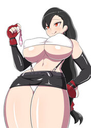 belt big_breasts breast_squish breasts brown_eyes brown_hair bursting_breasts condom crop_top cum cum_in_condom curvy dark_hair dd_(artist) female female_only fighting_gloves final_fantasy final_fantasy_vii gloves hand_on_hip holding_condom hourglass_figure licking_lips long_hair miniskirt navel_line nipple_bulge nipples nipples_visible_through_clothing padded_gloves panties shiny_skin skindentation skirt solo solo_female solo_focus suspenders sweatdrop thick_thighs tifa_lockhart underboob upskirt used_condom wasp_waist white_panties