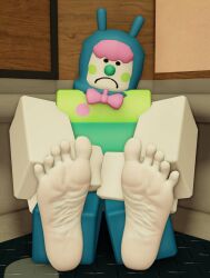 3d bowtie caterpillar dayperalex feet_fetish female foot_fetish foot_focus insects low_quality low_res lowres pilby_(regretevator) regretevator roblox roblox_game sad white_body
