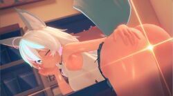 bending_over big_breasts censored hand_on_chin presenting_hindquarters school_uniform seanvr skirt