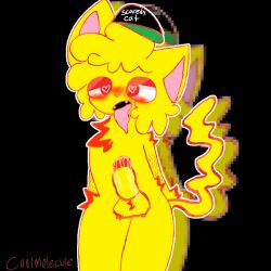 anthro bodily_fluids clothing cum domestic_cat fangs felid feline felis genital_fluids genitals hat headgear headwear male mammal penis solo teeth thick_thighs tongue tongue_out wifiskeleton
