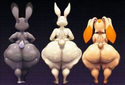 3girls ai_generated ass beastars big_ass big_butt bottom_heavy cellulite cream_the_rabbit fat_ass female furry furry_female haru_(beastars) huge_ass judy_hopps knottagooner median_furrow pear-shaped_figure plump shortstack sonic_(series) sonic_the_hedgehog_(series) standing sweat tail wide_hips zootopia