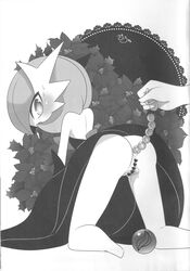 1girls anal_beads anus blush female female_only flat_chest gardevoir gardevoirite heart heart-shaped_pupils mega_evolution mega_gardevoir monochrome nintendo no_breasts pokémon_(species) pokemon pokemon_(species) pussy sex_toy shiny_pokemon solo video_games