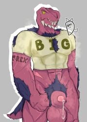 abs absurd_res animal_genitalia anjanath anthro arm_tuft balls big_nipples big_pecs bodily_fluids body_hair brute_wyvern capcom chest_hair chest_tuft clothing crotch_tuft dinosaur donisette genital_fluids genitals hairy hi_res looking_down male monster_hunter muscular muscular_anthro muscular_male musk musk_clouds musky_armpit musky_balls nipples pecs penis penis_tip precum prehistoric_species pubes reptile scalie scar sheath shirt shoulder_tuft solo solo_focus standing sweat sweaty_arms sweaty_balls sweaty_face sweaty_genitalia tail tail_tuft tattoo theropod tight_clothing topwear torn_clothing tuft tusks tyrannosauroid