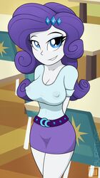 1girls areola breasts burstfire chair covered_nipples crescent desk equestria_girls erect_nipples eyeshadow friendship_is_magic human my_little_pony nipples rarity_(eg) see-through skirt smiling smooth_skin solo suggestive