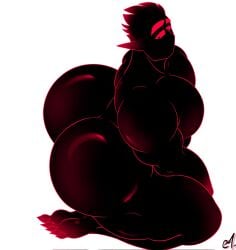 bara beefy_demon_acc big_ass big_pecs bubble_ass demon ethan_(beefy_demon_acc) gay male muscular muscular_arms muscular_male round_ass side_view