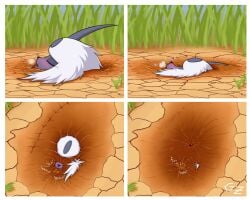 absol asphyxiation blush drowning female feral generation_3_pokemon genzeto hi_res mud muddy nintendo peril pokemon pokemon_(species) sinking solo text