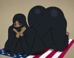 american_flag animated ass_shake explosive hijab huge_ass hyper_breasts meinfischer tagme video