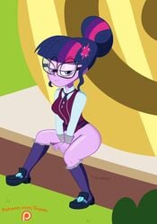 bottomless equestria_girls female female_only friendship_games friendship_is_magic looking_at_viewer my_little_pony sci-twi sitting solo supesnsfw twilight_sparkle_(mlp)