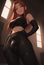 1futa 1futanari ai_generated ass big_ass big_breasts big_butt big_hips big_penis breasts brown_eyes brown_hair bulge bulge_through_clothing cleavage clothed clothing collar dick dickgirl dominant dominant_female dominant_futanari domination dominatrix dominatrix elbow_gloves eyebrows eyelashes from_below futa_only futanari gloves grin grinning grinning_at_viewer hair hand_on_hip hands-free huge_cock idolmaster idolmaster_cinderella_girls idolmaster_shiny_colors indoors latex latex_armwear latex_clothing latex_gloves latex_legwear latex_pants latex_stockings latex_suit latex_thighhighs lips lipstick long_hair looking_at_viewer makeup narrow_waist narrowed_eyes nose pants penis seducing seductive seductive_eyes seductive_gaze seductive_look seductive_mouth seductive_pose seductive_smile side_view smile smile_at_viewer smiley_face smooth_balls smooth_penis smooth_skin solo solo_dickgirl solo_focus solo_futa solo_futanari straps taker_pov testicles thick_ass thick_thighs thighhighs thighs velonix zaizen_tokiko