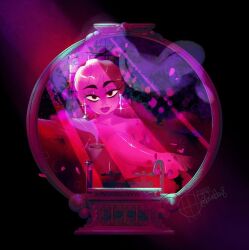 bath goddess lore_olympus mirror persephone_(lore_olympus) pink_body pink_hair pink_skin queen solo_female