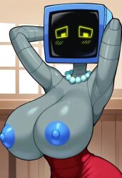 1female 1girls ai_generated arms_behind_head arms_up blue_areola blue_nipples blush blush blush_lines blushing_at_viewer breasts breasts breasts civitai colored_skin coloredbin.ai coloredbin_ai female female female_focus female_only female_robot front_view front_view_focus green_eyes grey_body grey_skin hands_behind_head hands_up huge_boobs huge_breasts huge_breasts indoor_nudity indoors inside jewelry karen_plankton large_boobs large_breasts large_tits looking_at_viewer mouthless partially_clothed partially_clothed_female pearl_necklace presenting presenting_boobs presenting_breasts presenting_tits red_dress restaurant robot robot_female robot_girl robot_humanoid seductive seductive_eyes seductive_gaze seductive_look shiny_breasts shiny_skin side_view slim_female slim_figure slim_waist solo solo_female solo_focus solo_robot spongebob_squarepants top_heavy top_heavy_breasts tv_face tv_head tv_screen upper_body upper_body_focus upper_body_only