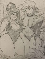 2girls black_and_white inko_midoriya mitsuki_bakugou my_hero_academia oddabellatay sketch todd_l._milhouse toddabella