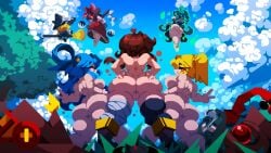 anus ass ass_focus back_view background big_ass big_thighs black_clothing blush bottomless brown_hair color commission fat_mons female green_eyes green_hair kono_subarashii_sekai_ni_shukufuku_wo! looking_at_another megumin no_panties one-punch_man outdoors pixel_art plump_labia puffy_pussy pussy pussy_outline rear_view red_eyes shortstack sky tamaco tatsumaki thick_thighs thighhighs thighs watermark wide_hips witch witch_hat crossover darkness_(konosuba) aqua_(konosuba) touhou marisa_kirisame reimu_hakurei nude