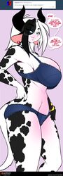 alejandra_coldthorn anthro ask_blog blue_eyes bovine chalo cow_ears cow_horns cow_tail female las_lindas lingerie text tumblr