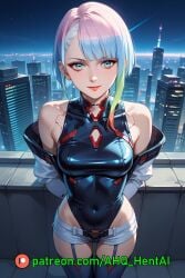 1girls ahq_hentai ai_generated bodysuit cute cyberpunk cyberpunk:_edgerunners cyberpunk_2077 lucyna_kushinada patreon perfect_body sexy shorts stable_diffusion