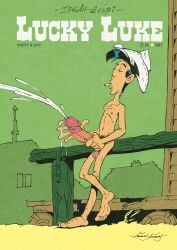 animasanimus balls big_balls big_penis boots cowboy cowboy_hat cum cumming gay lucky_luke male masturbation penis solo solo_male yaoi