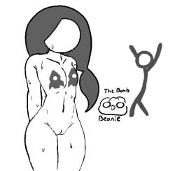 animator_vs_animation mitsi_(animator_vs_animation) nude nude_female pussy small_breasts standing stick_figure stickman sweating sweating_female thebombbeanie twitter_username victim_(animator_vs_animation) white_background