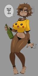 animal_ears animal_tail big_ass big_breasts big_butt big_thighs big_titties brown_fur brown_hair bubble_text clothing curvaceous curvaceous_female curvaceous_figure curvy curvy_figure curvy_hips female female_focus female_only furry furry_female furry_only monkey monkey_girl original original_character short_hair spanish_text text underwear zzzilart