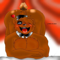 ahe_gao anthro ass bear blush bowtie buttjob five_nights_at_freddy's freddy_(fnaf) fur furry furry_only heart male male_only mammal mundo09 nude open_mouth penis tagme tongue_out top_hat yaoi