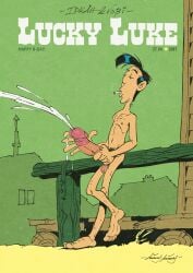 animasanimus balls big_balls big_penis boots circumcised cowboy cum cumming footwear gay lucky_luke male masturbation naked penis solo solo_male yaoi