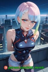 1girls ahq_hentai ai_generated bodysuit cute cyberpunk cyberpunk:_edgerunners cyberpunk_2077 lucyna_kushinada patreon perfect_body sexy shorts stable_diffusion