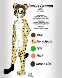 1boy 2016 animal_genitalia anthro art_reference balls cheetah darius_cannon dink_arts feline fur hair looking_at_viewer male male_only mammal model_sheet nude sheath solo standing