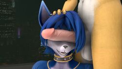 absurd_res anthro duo fasz female fox_mccloud genitals hand_on_head hi_res huge_filesize krystal_(star_fox) male male/female nintendo penis penis_on_face star_fox