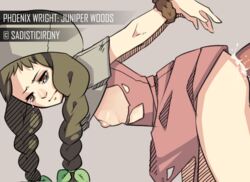 arms_behind_back dress gyakuten_saiban hat headgear human juniper_woods rape sadisticirony small_breasts tears torn_clothes