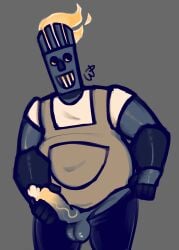 1boy balls big_penis blacksmith clothed clothing fire gradient_penis grey_background greyscale kappi0 loaltoff male male_only metallic_body mr._furnace oc original_character penis robot self_upload simple_background solo testicles veiny_penis