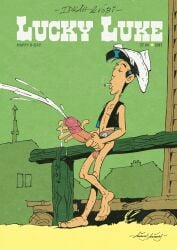 animasanimus balls big_balls big_penis boots cowboy cowboy_hat cum cumming gay lucky_luke male masturbation penis solo solo_male yaoi
