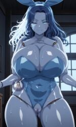 1girls 4_arms ai_generated ass ass_visible_through_thighs blue_body blue_skin breasts bunnysuit elden_ring female female_only large_breasts light-skinned_female light_skin looking_at_viewer pussy ranni_the_witch shiny_skin thick_thighs thighs wet wide_hips witch_hat yuukiai