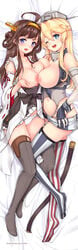 2girls :d ;d ahoge anchor artist_name ass asymmetrical_docking bangs bed_sheet belt between_legs black_skirt blonde_hair blue_eyes blush breast_hold breast_press breasts breasts_out brown_hair buttons cameltoe chains cleavage collarbone dakimakura deep_skin detached_sleeves eyebrows eyebrows_visible_through_hair eyelashes female female_only fingerless_gloves frilled_skirt frills front-tie_top full_body garter_straps gloves grey_legwear hair_between_eyes hair_bun hairband hakama_skirt hand_under_clothes head_tilt headgear highleg highleg_panties highres honeyshibi iowa_(kantai_collection) japanese_clothes kantai_collection kongou_(kantai_collection) large_breasts long_hair looking_at_viewer lying miniskirt mismatched_legwear multiple_girls navel nipples no_shoes nontraditional_miko on_bed on_side one_eye_closed open_mouth panties pink_lips purple_eyes red_ribbon ribbon ribbon-trimmed_sleeves ribbon_trim shibi skirt skirt_lift sleeveless smile star star-shaped_pupils stomach striped striped_legwear striped_panties symbol-shaped_pupils symmetrical_docking tassel thighhighs unbuttoned underwear upskirt vertical-striped_legwear vertical_stripes white_panties yuri