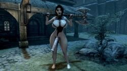 3d big_breasts big_penis futanari goth highres horsecock makeup pale_skin sexy skimpy_bikini skimpy_clothes skyrim tagme tall_female vampire video voluptuous white_body