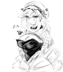 2022 artist_self-insert artist_upload big_breasts bigoldstinker blush breasts bunnysuit cleavage earings fishnet ibispaint_(artwork) ibispaintx looking_away medium_hair neutral_expression oc original original_artwork original_character piercings self_insert self_upload sfw sketch spike_collar